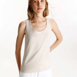 Johnny Was Calme Basic Tank - Cream, Size Medium